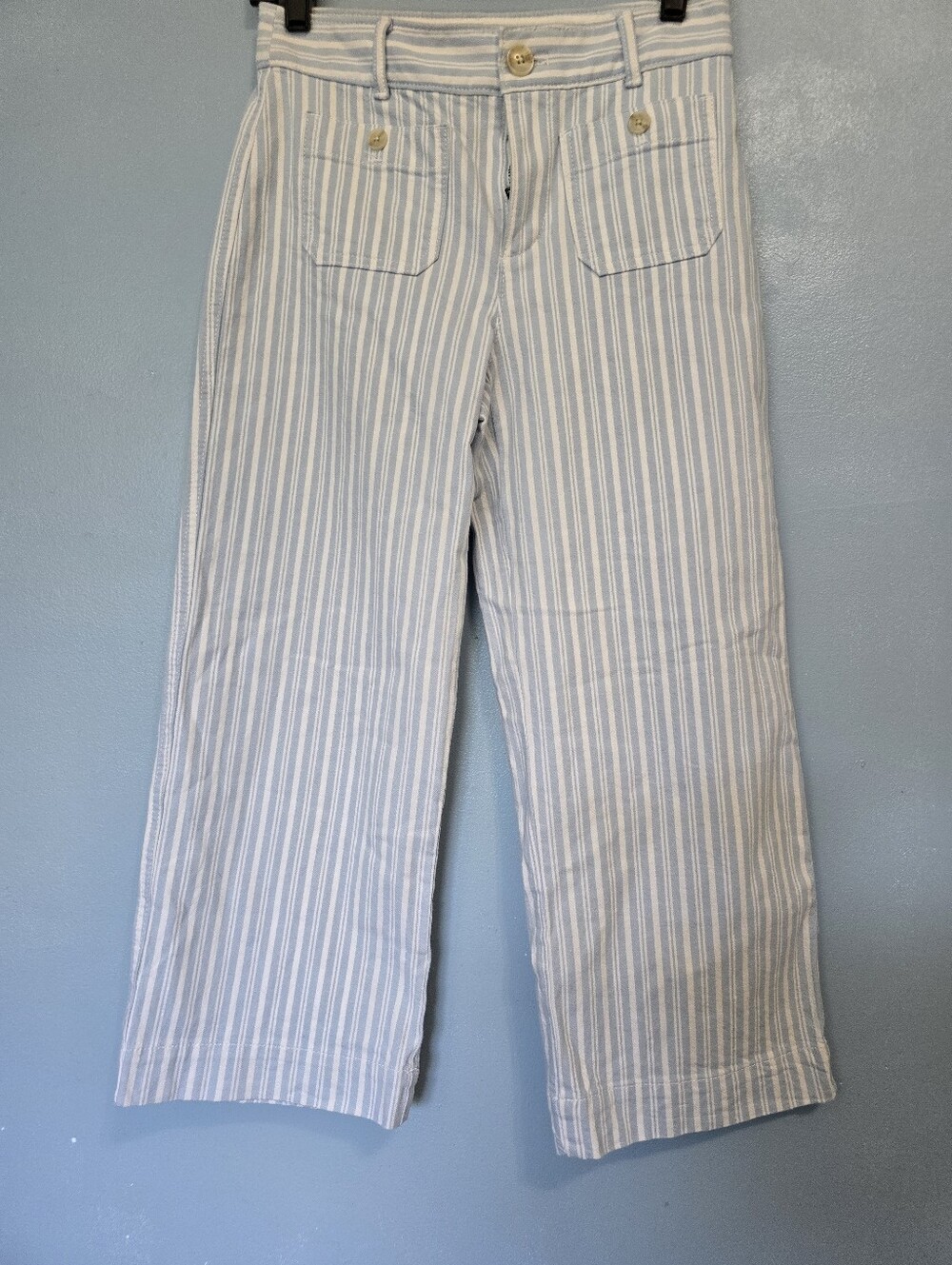 LOFT The Palmer Wide Leg Blue and White Striped Coastal Pants OP